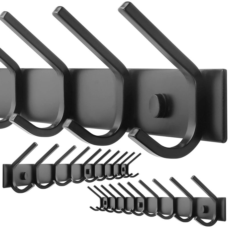 WEBI Coat Rack Wall Mounted,10 Hooks for Hanging Coats,30 Inch Hook Rack Hook Rail Coat Hanger Wall Mount for Backpack,Clothes,Jacket,Black,2 Packs - Image 1